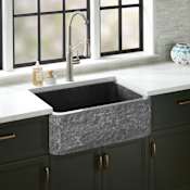 Signature Hardware Finbrook 30" Farmhouse Single Basin Chiseled Granite Kitchen Sink Black Granite