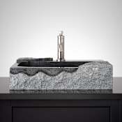 Signature Hardware Ardwick 22" Rectangular Granite Vessel Bathroom Sink with Single Faucet Hole Blue Gray Granite