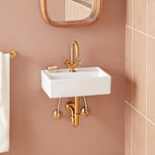 Signature Hardware Kaisy 18" Modern Porcelain Wall-Mounted Bathroom Sink with Overflow and Single Faucet Hole White