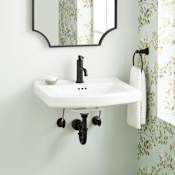 Signature Hardware Pennfield 24" Porcelain Wall-Mounted Bathroom Sink with Overflow and Single Faucet Hole White