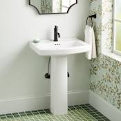 Signature Hardware Pennfield 24" Porcelain Pedestal Bathroom Sink with Overflow and Single Faucet Hole White