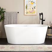Signature Hardware Eden 63" Acrylic Soaking Freestanding Tub with Integrated Drain and Overflow and Foam Insulation Matte White