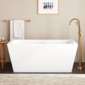 Signature Hardware Mayim 59" Acrylic Soaking Freestanding Tub with Integral Drain and Overflow and Foam Insulation Matte White