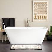 Signature Hardware Laxson 71" Acrylic Soaking Tub with Integrated Drain, Overflow, and Foam Insulation White