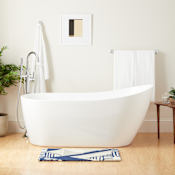 Signature Hardware Sheba 59" Freestanding Acrylic Soaking Tub with Integrated Drain and Overflow and Foam Insulation White