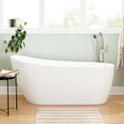 Signature Hardware Sheba 71" Freestanding Acrylic Soaking Tub with Integrated Drain and Overflow and Foam Insulation White