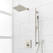 Signature Hardware Hibiscus Simple Select Pressure Balanced Shower System with Rainfall Shower Head, Hand Shower, Slide Bar, Shower Arm, Hose, and Valve Trim - Rough-In Valve Included Brushed Nickel