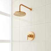 Signature Hardware Drea Pressure Balanced Shower Only Package with Rainfall Shower Head, Shower Arm, and Valve Trim - Accufit Rough-In Valve Included Brushed Gold