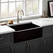Signature Hardware Grigham 30" Farmhouse Single Basin Fireclay Kitchen Sink Gloss Black