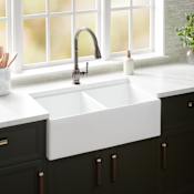 Signature Hardware Rowena 33" Farmhouse 50/50 Double Basin Fireclay Kitchen Sink White