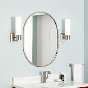 Signature Hardware Colborne 24" W x 32-1/2" H Modern Oval Framed Bathroom Wall Mirror Polished Nickel