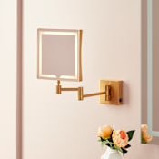 Signature Hardware Norabel 7-7/8" W x 12-7/16" H Modern Square Framed Makeup Wall Mirror with Light Brushed Gold