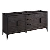 Signature Hardware Aliso 72" Freestanding Teak Double Basin Vanity - Cabinet Only - Less Vanity Top Charred Timber Black