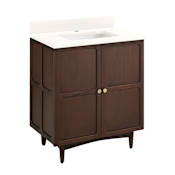 Signature Hardware Delavan 30" Freestanding Mahogany Single Basin Vanity Set with Cabinet, Vanity Top, and Rectangular Undermount Sink - Single Faucet Hole Cold Brew / Arctic White