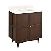 Signature Hardware Delavan 30" Freestanding Mahogany Single Basin Vanity Set with Cabinet, Vanity Top, and Rectangular Undermount Sink - 8" Widespread Faucet Holes Cold Brew / Arctic White