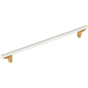 Signature Hardware Anberlin 18 Inch Center to Center Appliance Pull - Matte White Handle Brushed Gold