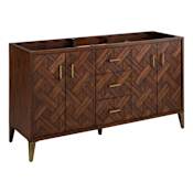 Signature Hardware Patzi 60" Double Free Standing Vanity Cabinet Only - Less Vanity Top Chocolate Bark Brown