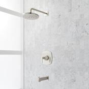 Signature Hardware Sefina Pressure Balanced Tub and Shower Package with Rainfall Shower Head and Tub Spout - Accufit Rough-In Valve Included Brushed Nickel