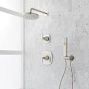 Signature Hardware Sefina Pressure Balanced Shower System with Rainfall Shower Head, Hand Shower, Hose, Valve Trim and Diverter - Accufit Rough-In Valve Included Brushed Nickel