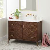Signature Hardware Patzi 48" Free Standing Single Basin Vanity Set with Cabinet and Vanity Top - No Faucet Hole Chocolate Bark Brown / Arctic White