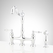 Signature Hardware Delacour 1.75 GPM Double Handle Bridge Kitchen Faucet with Side Spray Chrome