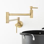 Signature Hardware Modern Retractable 4.8 GPM Wall-Mounted Single Hole Pot Filler Aged Brass