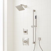 Signature Hardware Vilamonte Pressure Balanced Shower System with Single Function Shower Head, Hand Shower, Slide Bar, Shower Arm, Hose, and Valve Trim - Accufit Rough-In Valve Included Brushed Nickel