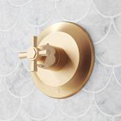 Signature Hardware Elita Thermostatic Valve Trim Only with Cross Handle - Less Rough-In Valve Brushed Gold