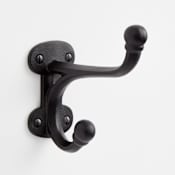 Signature Hardware Prue Cast Iron Double Robe Hook Black Powder Coat