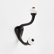 Signature Hardware Rashida Cast Iron Double Robe Hook Black Powder Coat