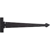 Signature Hardware Finbarr 20-1/4" x 6" Strap Round Corner Surface Mount Door Hinge - Single Hinge Black Powder Coat