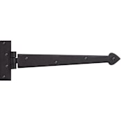 Signature Hardware Finbarr 14-1/4" x 4-3/4" Strap Round Corner Surface Mount Door Hinge - Single Hinge Black Powder Coat
