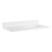Signature Hardware 37" Quartz Vanity Top with Rectangular Drop-In Sink and Backsplash Arctic White Quartz