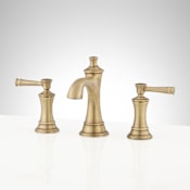 Signature Hardware Beasley 1.2 GPM Widespread Bathroom Faucet with Pop-Up Drain Assembly Aged Brass