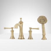 Signature Hardware Beasley Deck Mounted Roman Tub Filler with Hand Shower - Less Rough-In Valve Aged Brass