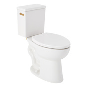 Signature Hardware Lavrik 1.28 GPF Two Piece Elongated Toilet with Reversible Tank - ADA Compliant - Standard Seat Included White / Brushed Gold