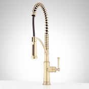 Signature Hardware Beasley 1.8 GPM Single Hole Spring Pre-Rinse Kitchen Faucet Aged Brass
