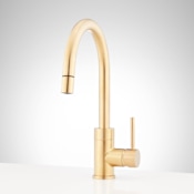 Signature Hardware Ravenel 1.75 GPM Single Hole Pull Down Bar Faucet - Includes Escutcheon Brushed Gold