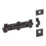 Signature Hardware 6-1/4" Norfare Cast Iron Dual-Mount Slide Bolt Black Powder Coat