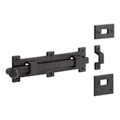 Signature Hardware 8-1/4" Norfare Cast Iron Dual-Mount Slide Bolt Black Powder Coat