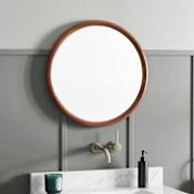 Signature Hardware Novak 24" Diameter Circular Flat Framed Wall Mounted Bathroom Mirror True Walnut