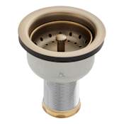Signature Hardware 3-1/2" Deep Strainer Basket with Lift Stopper Aged Brass