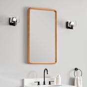 Signature Hardware Sylvaine 20"W x 36"H Flat Wood Framed Wall Mounted Bathroom Mirror Natural Teak