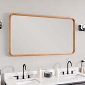 Signature Hardware Sylvaine 54"W x 30"H Flat Wood Framed Wall Mounted Bathroom Mirror Natural Teak