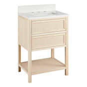 Signature Hardware Robertson 24" Freestanding Poplar Single Basin Vanity Set with Cabinet, Vanity Top, and Rectangular Undermount Sink - 8" Widespread Faucet Holes Unfinished / Arctic White