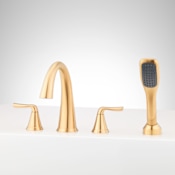 Signature Hardware Provincetown 4-Hole Roman Tub Faucet and Hand Shower Brushed Gold