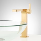 Signature Hardware Hibiscus 1.2 GPM Vessel Single Hole Bathroom Faucet with Pop-Up Drain Assembly Brushed Gold
