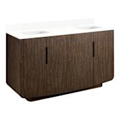 Signature Hardware Yvon 60" Freestanding Double Basin Vanity Set with Cabinet, Vanity Top, and Rectangular Undermount Sinks - No Faucet Holes Deep Taupe / Arctic White