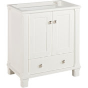 Signature Hardware Theroux 30" Single Vanity Cabinet Only with Acacia Cabinet - Less Vanity Top Bright White