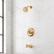 Signature Hardware Pendleton Tub and Shower Trim Package with 1.8 GPM Single Function Shower Head - Less Valve Brushed Gold